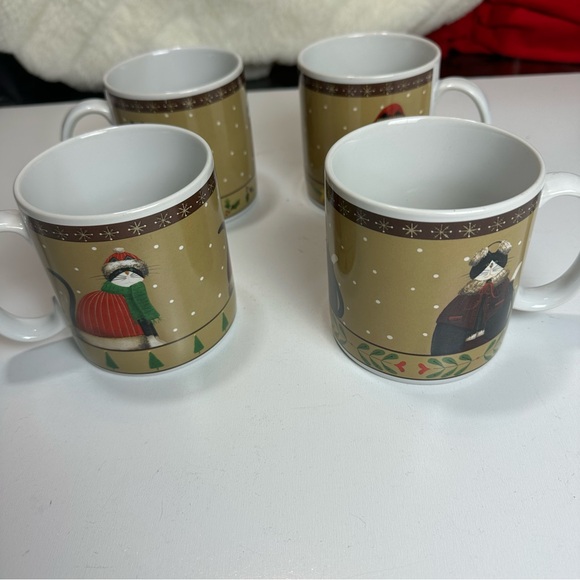 Sakura Cozy Cats Fiddestix Vintage Four Christmas Cats Mugs Dishwasher Safe - Picture 7 of 13